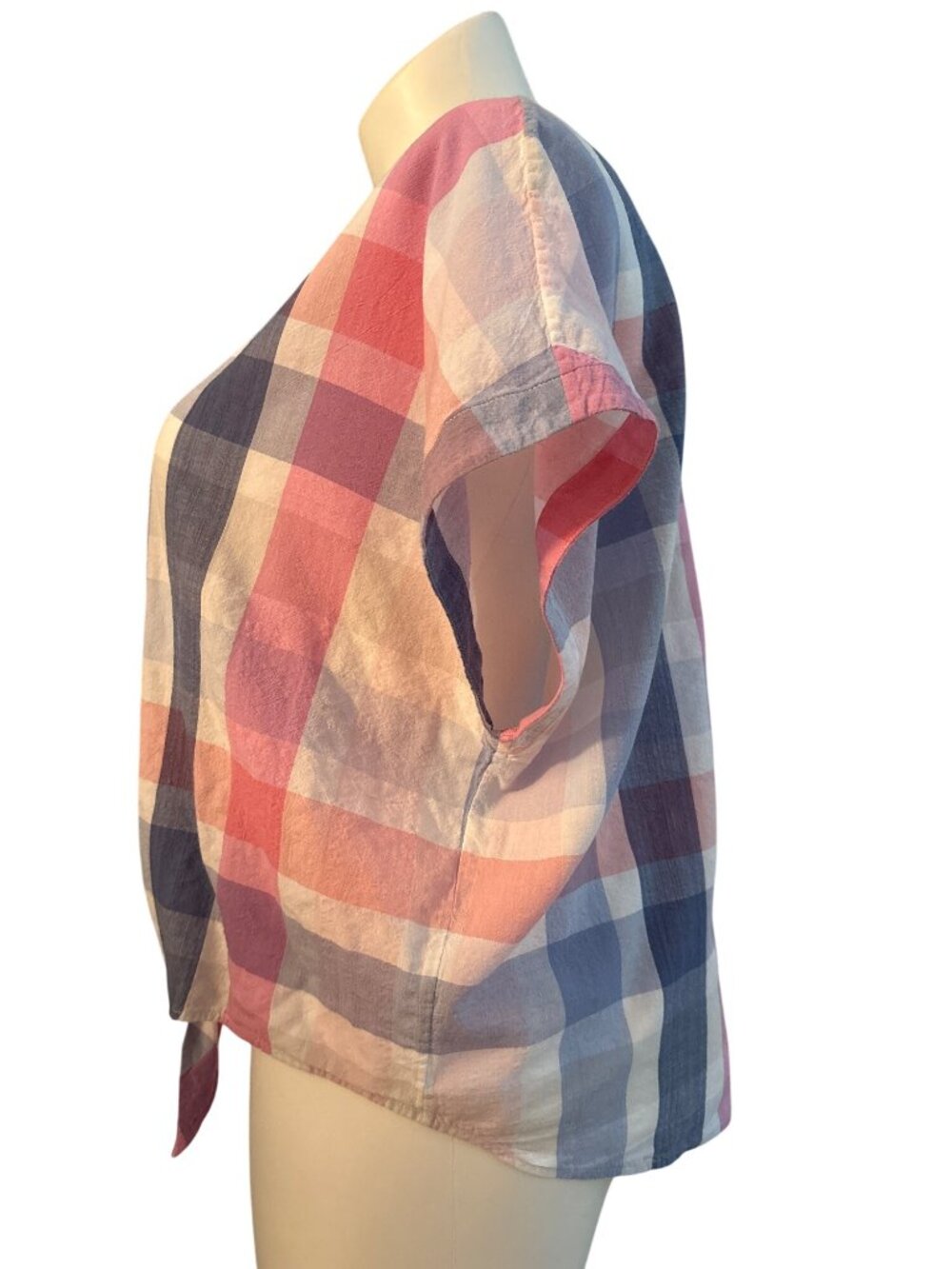 Tommy Bahama Women's Multicolor Padma Plaid Tie Front Top, Infinity Sky Size XL - Picture 7 of 10
